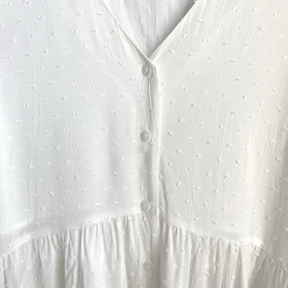 NEW SERAPHINE Swiss Dot Buttoned Blouse Tunic Top Size 6 White Maternity Nursing - Picture 6 of 12